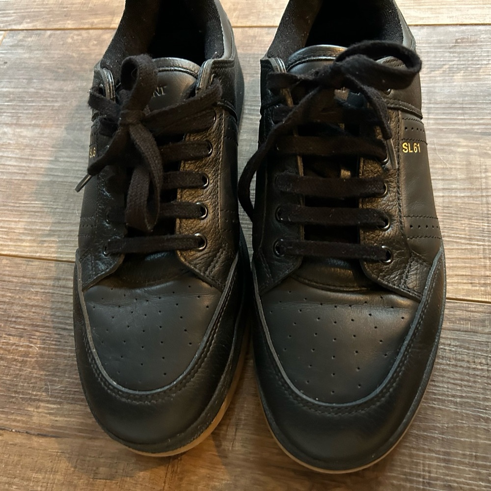 Saint Laurent Black Leather Sneakers with Gum Sole - Picture 3 of 5